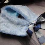 Powder Blue Faux Fur Collar 1920s Pin Up Dress Up..