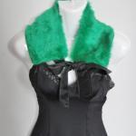 Emerald Green Faux Fur Collar 1920s Pin Up Dress..