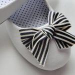 Black And Cream Bow Ballet Flats