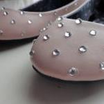 Ballet Flats With Rhinestones - Nude And Silver