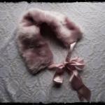Pink Faux Fur Collar With Ribbon 1920s Pin Up..