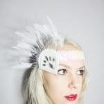 1920s White And Silver Flapper Headband