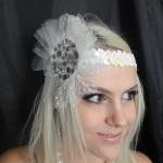 1920s White Headband With Tulle &..