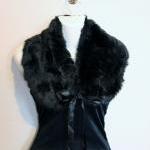 Black Faux Fur Collar 1920s Pin Up Dress Up Girls..