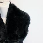 Black Faux Fur Collar 1920s Pin Up Dress Up Girls..
