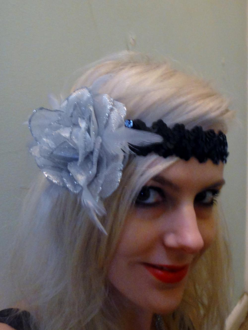 1920s Black And Silver Flapper Headband Races Last One