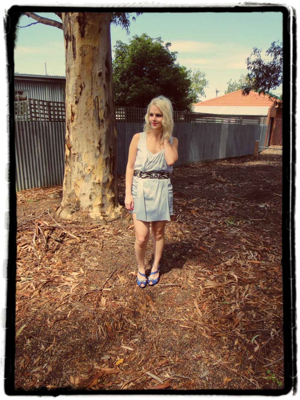 Dip Dyed Ombre White And Blue Mini Dress