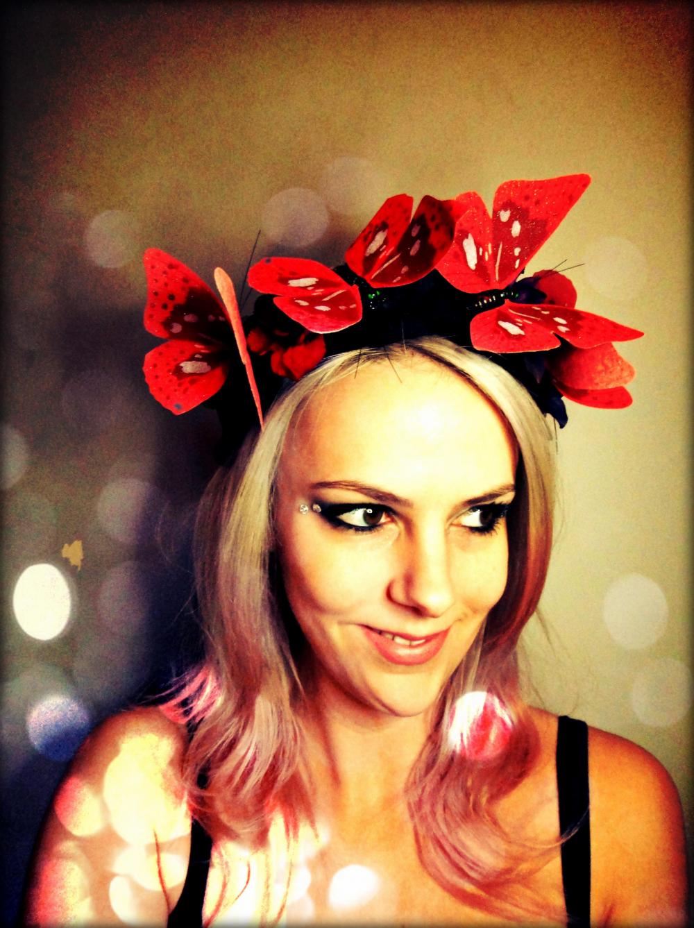 Red Butterfly And Flowers Headband Butterfy Tiara