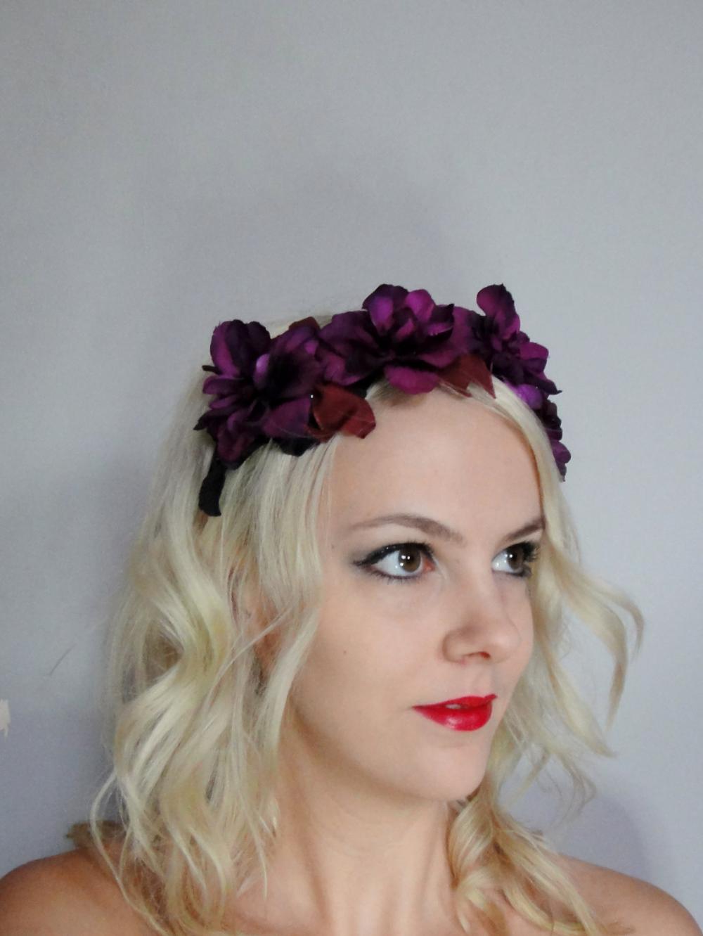 Purple Red Floral Blossom Headband